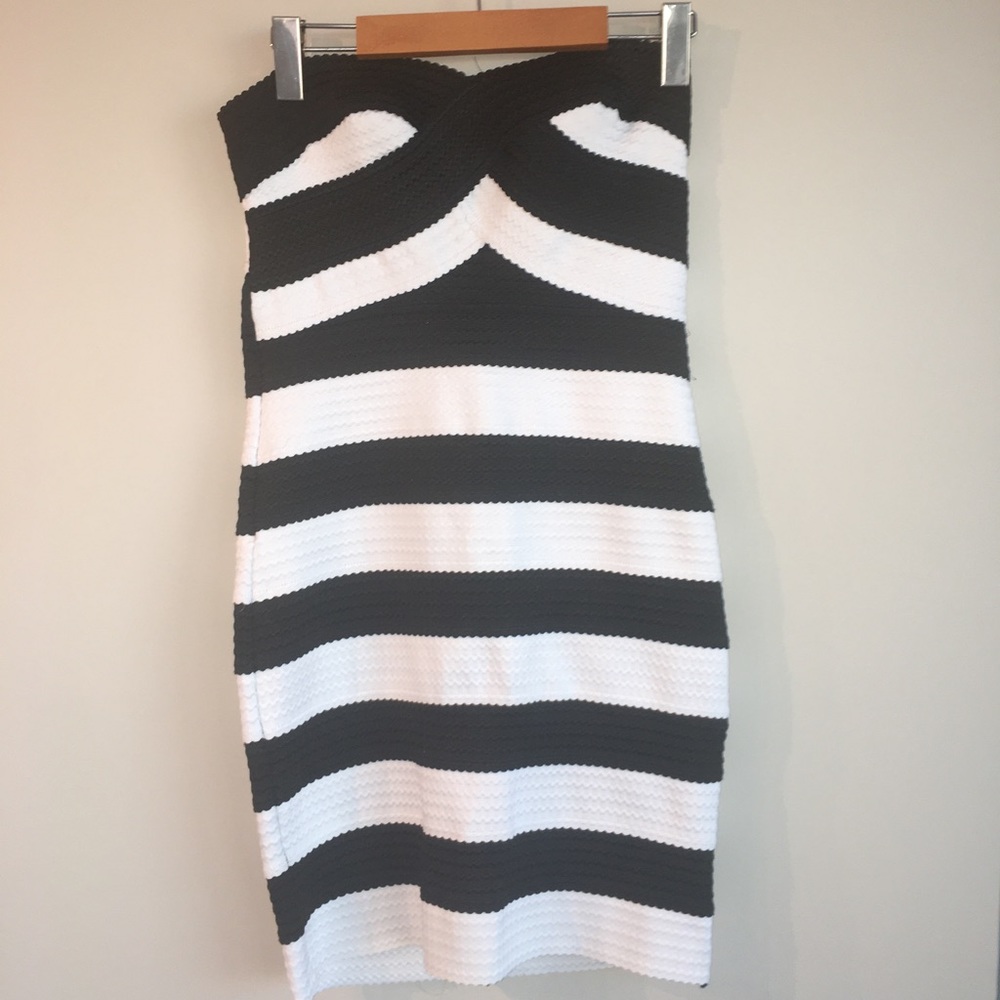 White and a black striped Dress